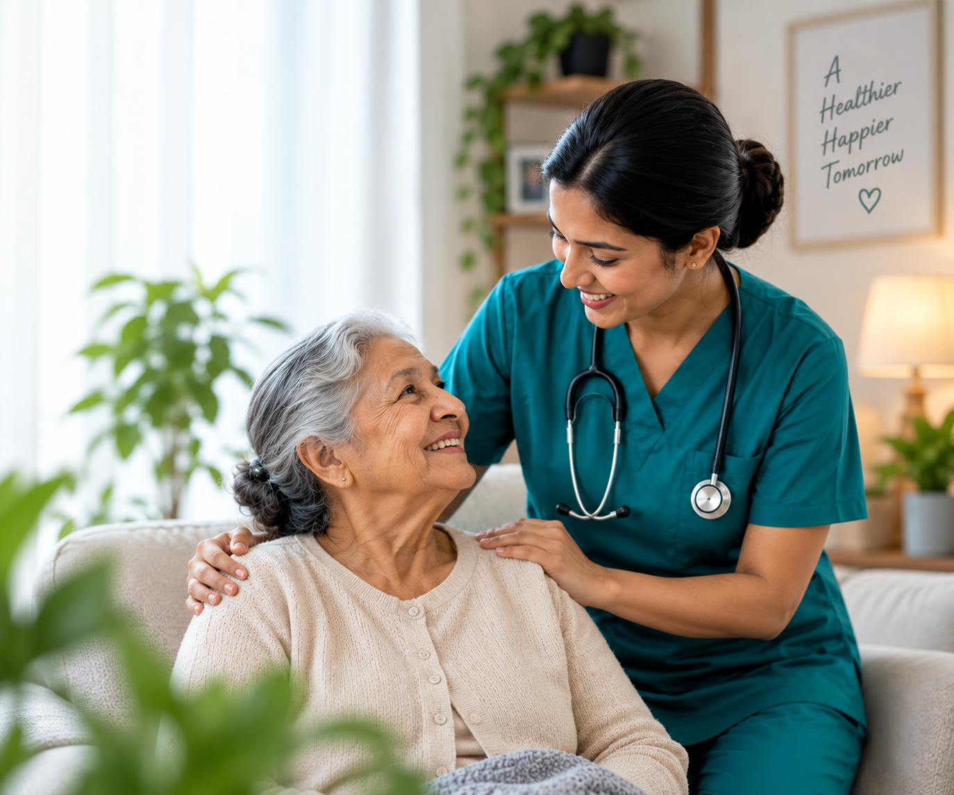 Professional caregiver providing compassionate home healthcare